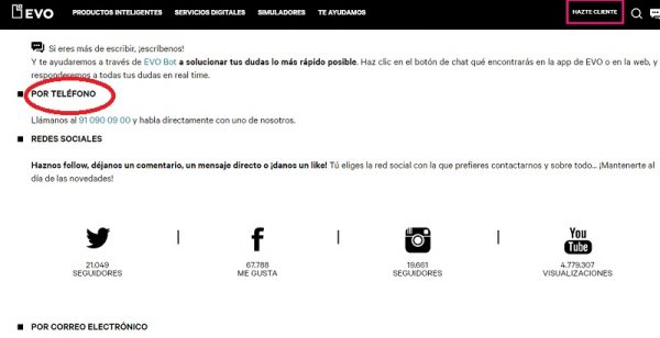 Atención al Cliente EVO Banco
